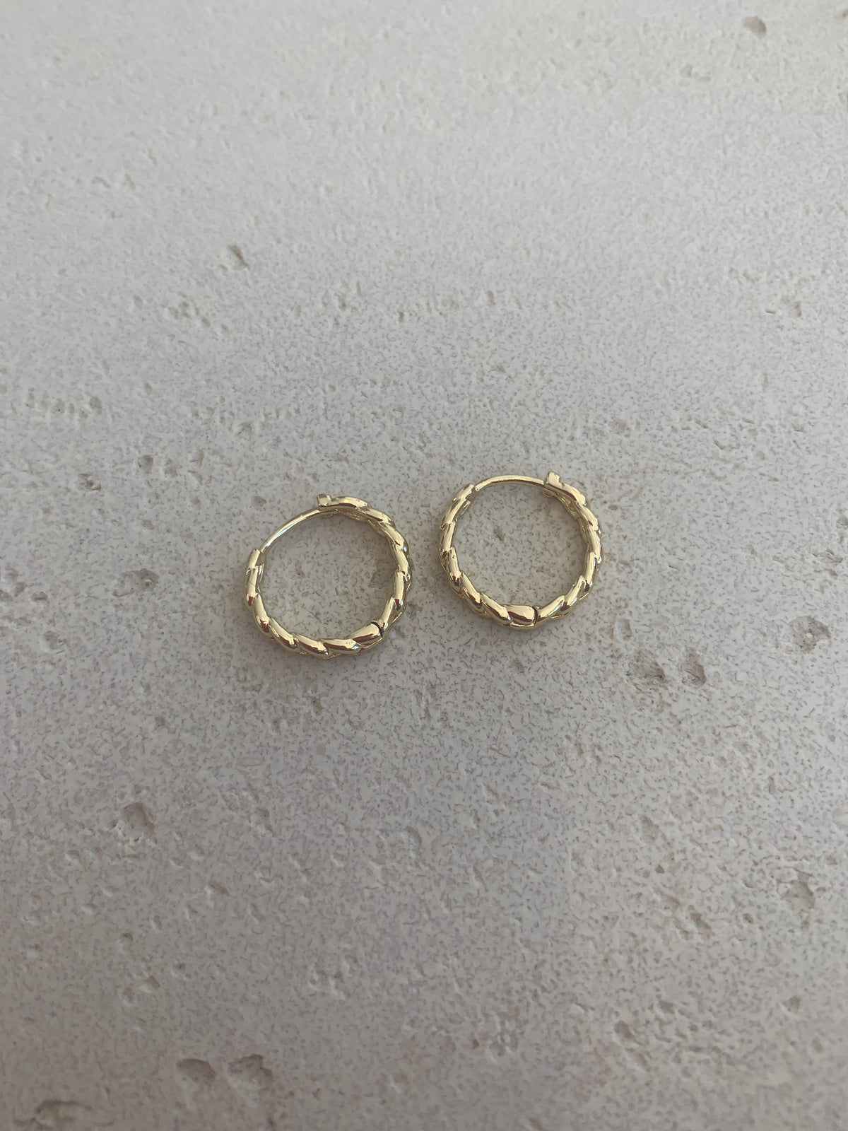 Gold link huggie hoops