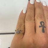 moonstone flower silver ring