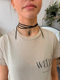 Suede crystal necklace