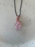 Hand wrapped Rose Quartz copper necklace