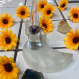 amethyst oval medusa  silver ring