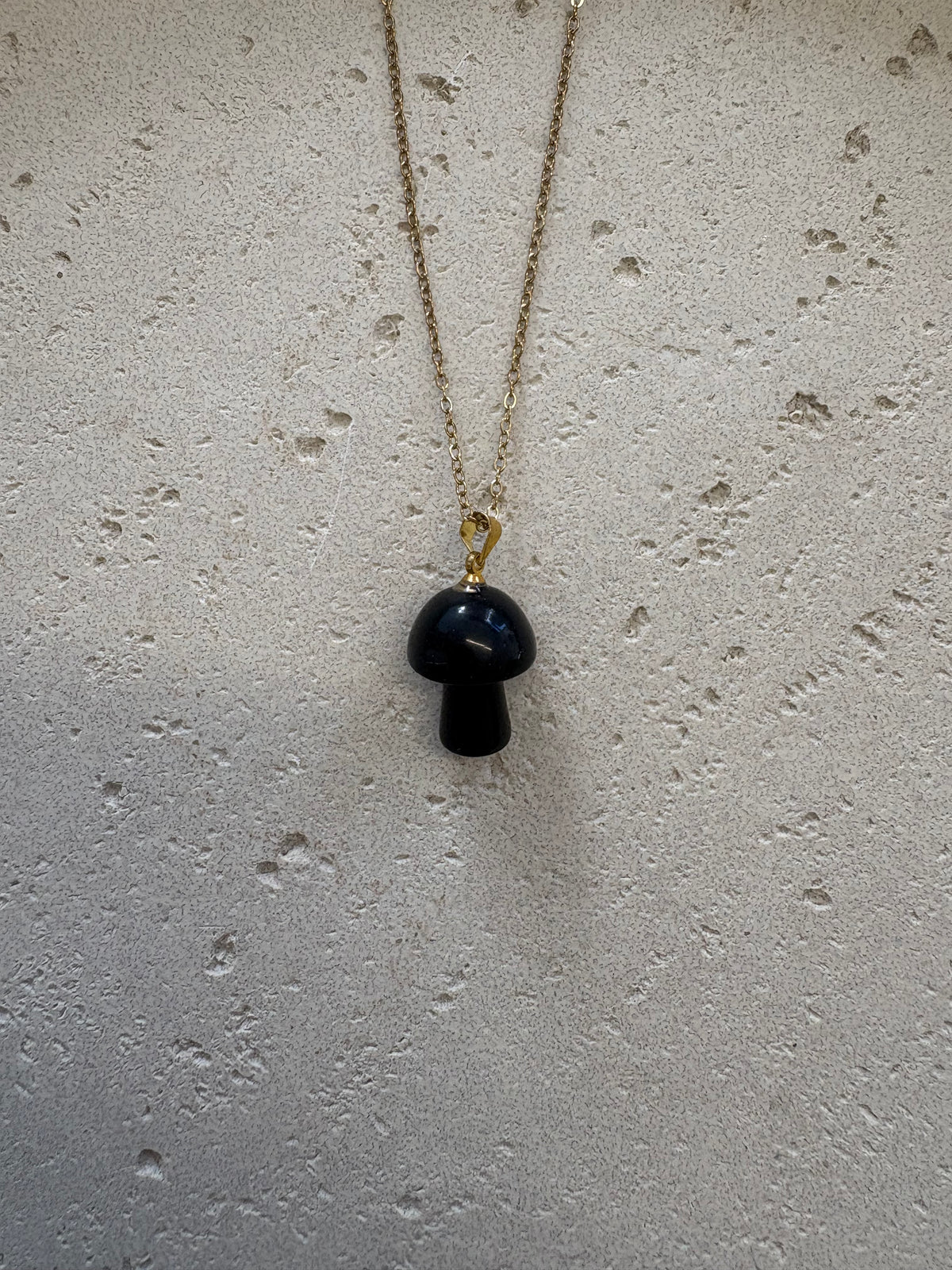 Gold mushroom pendant necklace