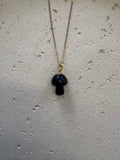 Gold mushroom pendant necklace