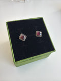 Garnet square studs