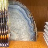 blue agate bookends large