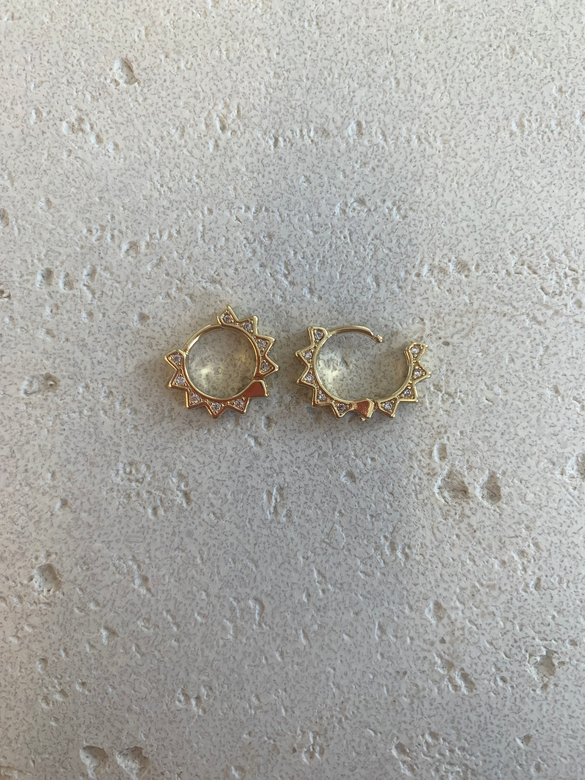 Gold spike huggie hoops