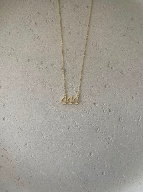 444 Crystal paved Angel number necklace