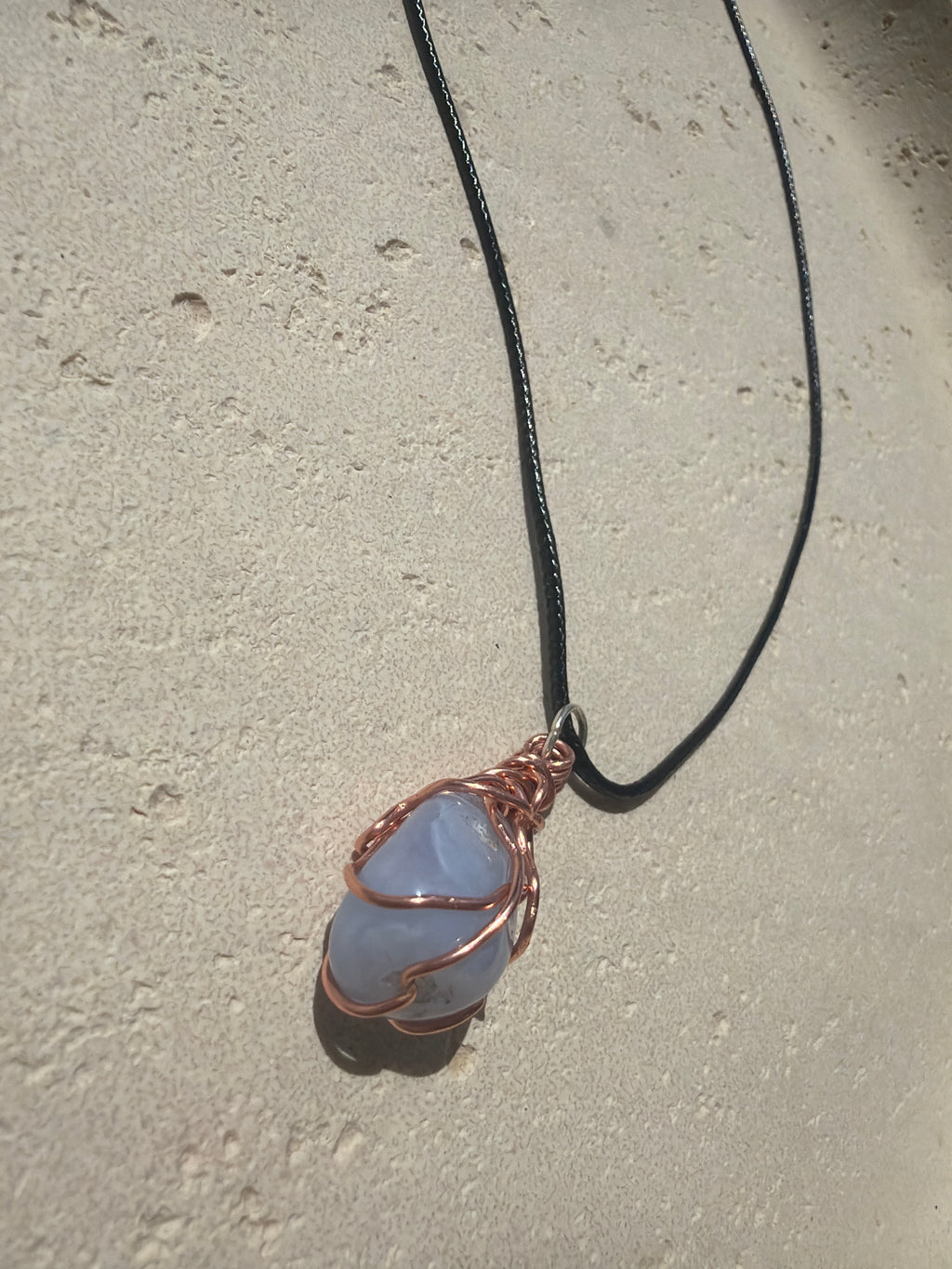 Chalcedony hand wrapped necklace