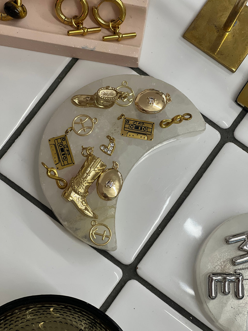 Gold charm pendants