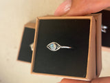 Rainbow moonstone evil eye ring