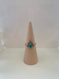 Turquoise Teardrop Ornate Silver Ring