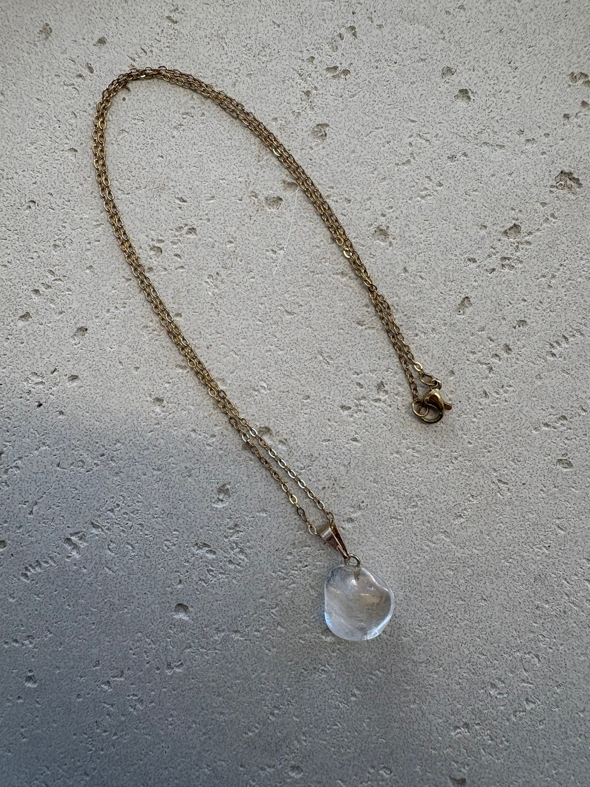 Gold clear quartz necklace