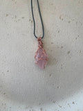 Hand wrapped Rose Quartz copper necklace