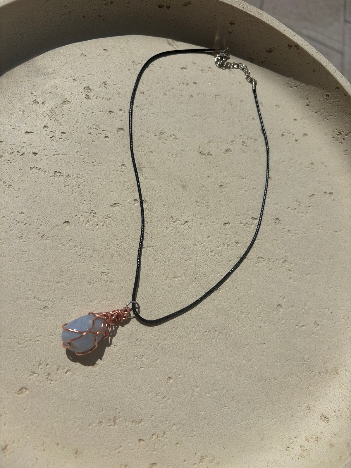 Chalcedony hand wrapped necklace