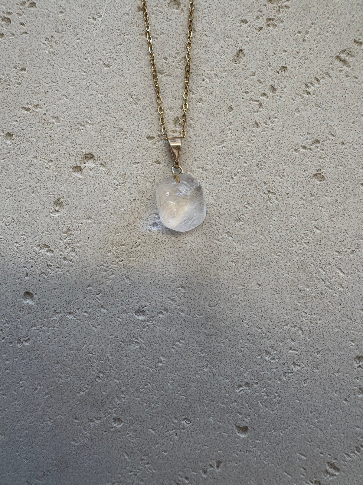 Gold clear quartz necklace