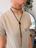 Suede crystal necklace