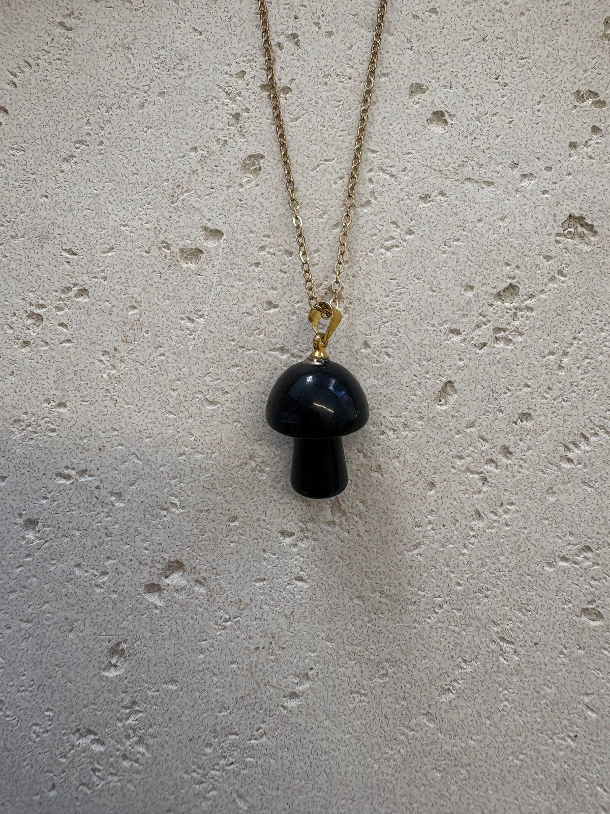 Gold mushroom pendant necklace