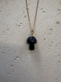 Gold mushroom pendant necklace