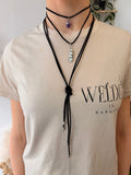 Suede crystal necklace