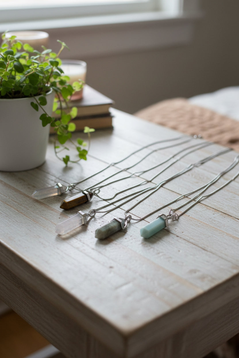 Crystal point necklaces