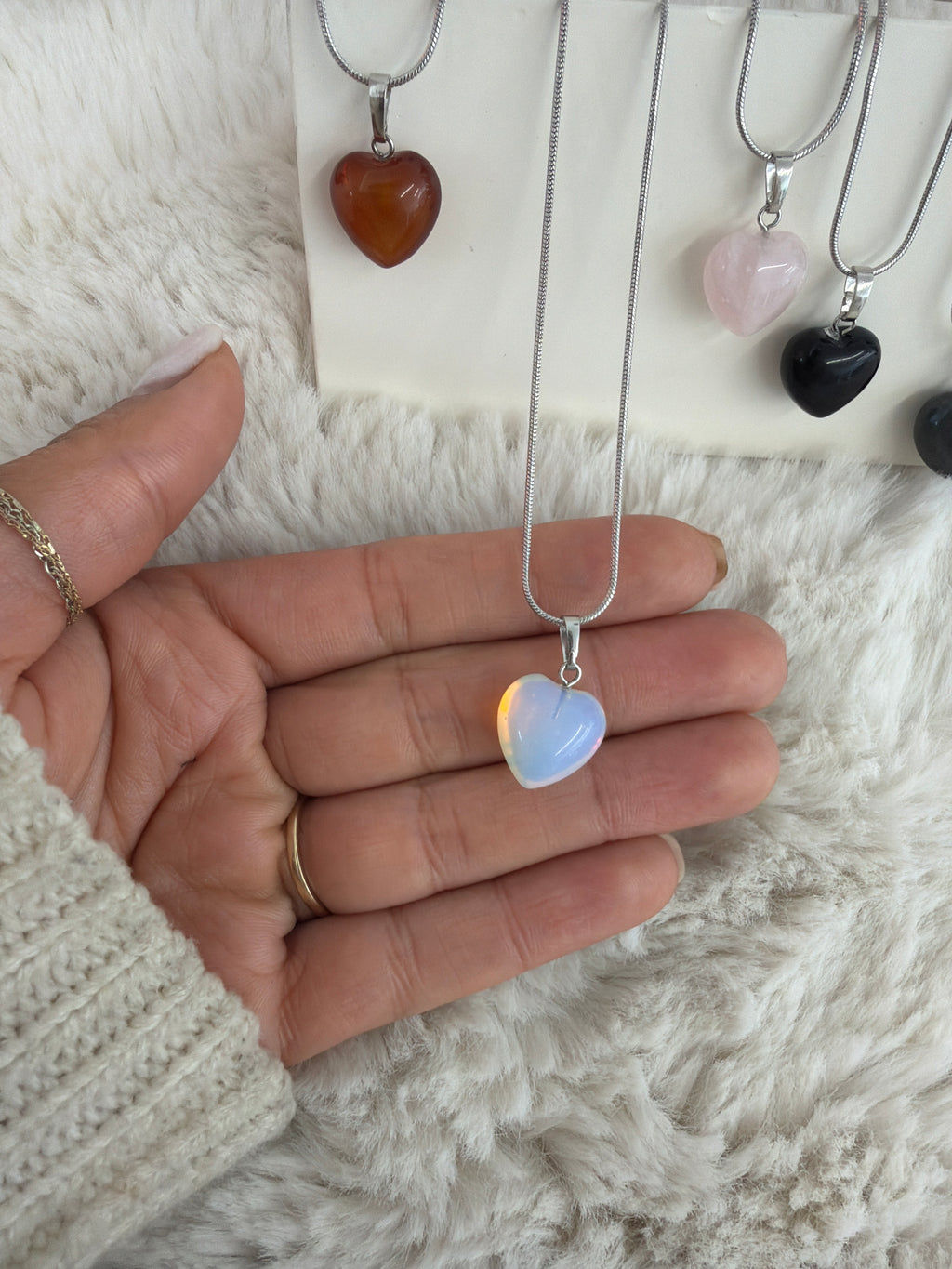 Crystal heart necklaces