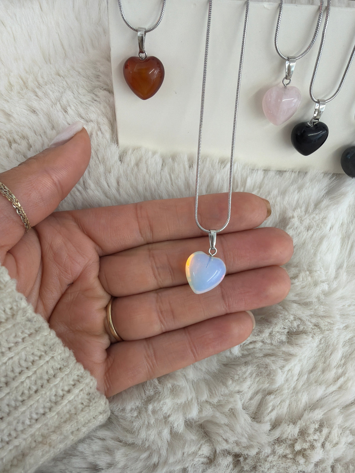 Crystal heart necklaces