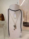 Suede crystal necklace