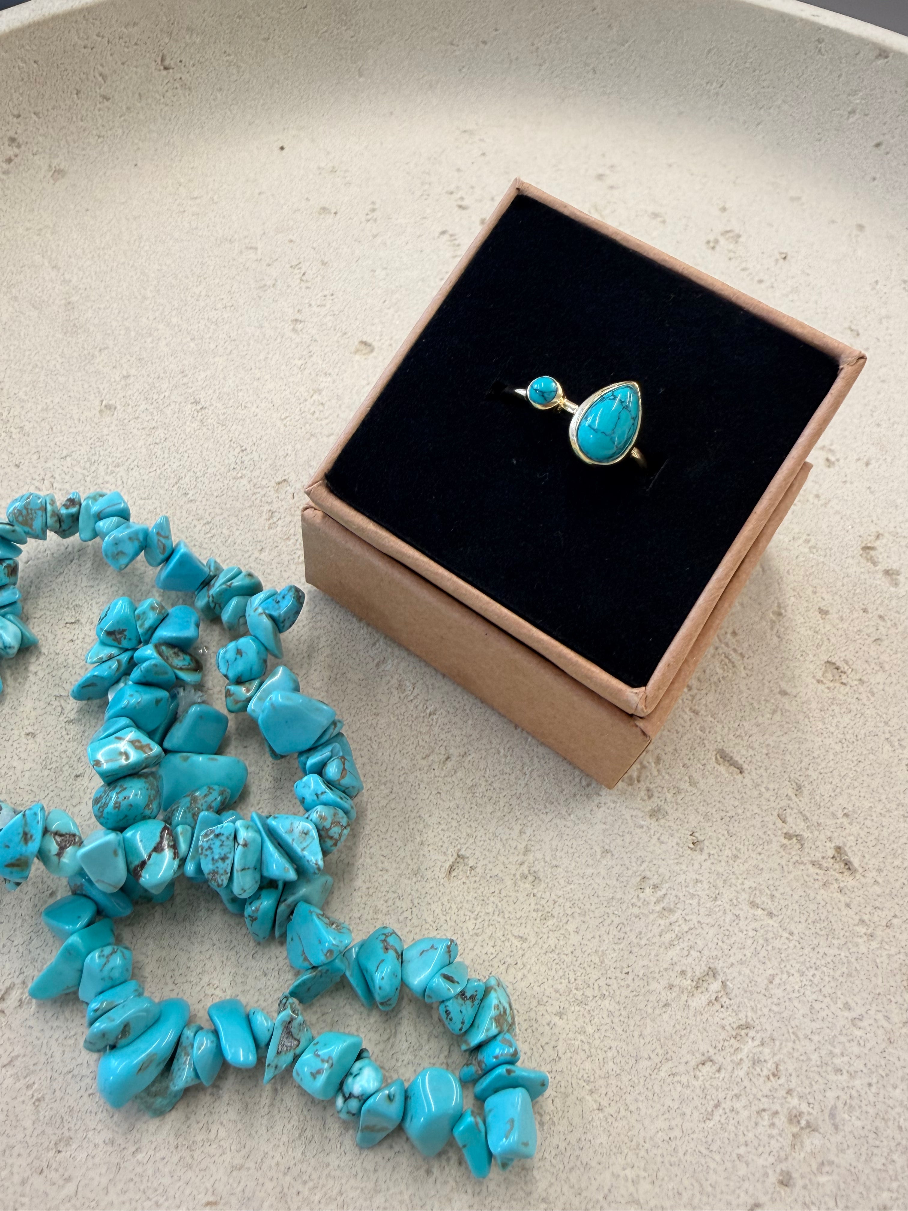 Turquoise pear ring