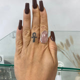 Rose quartz large ring